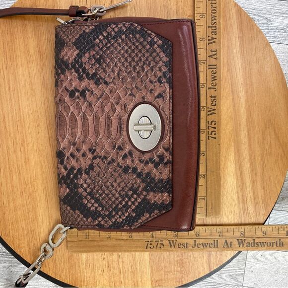Coach Python Embossed Crosstown Crossbody Bag Brown - Picture 11 of 13